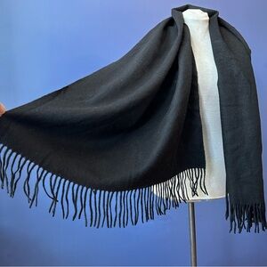 100% Cashmere Large Black Scarf Wrap